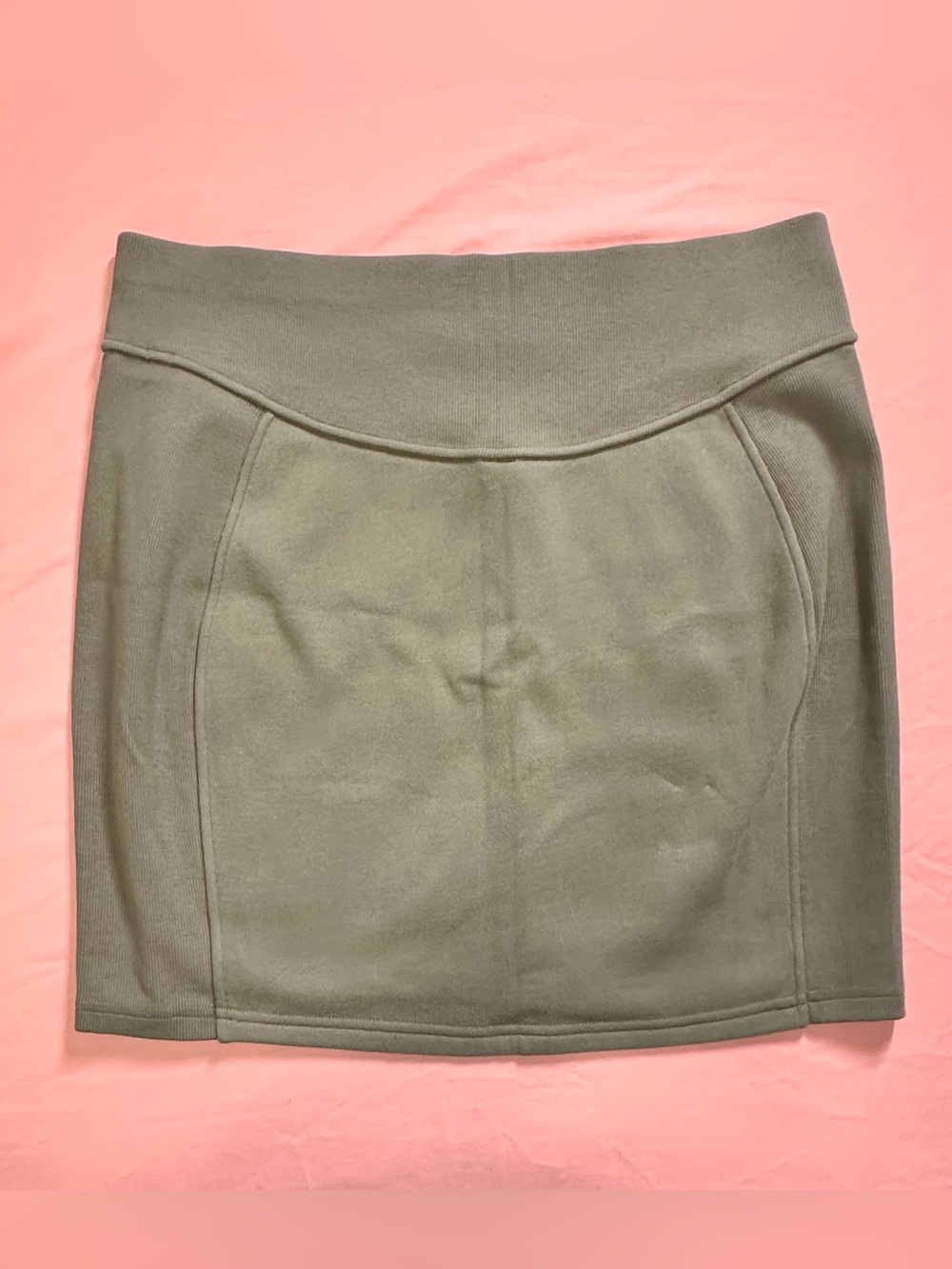 Scuba High-Rise Mini Skirt Grey Eucalyptus Large NWT